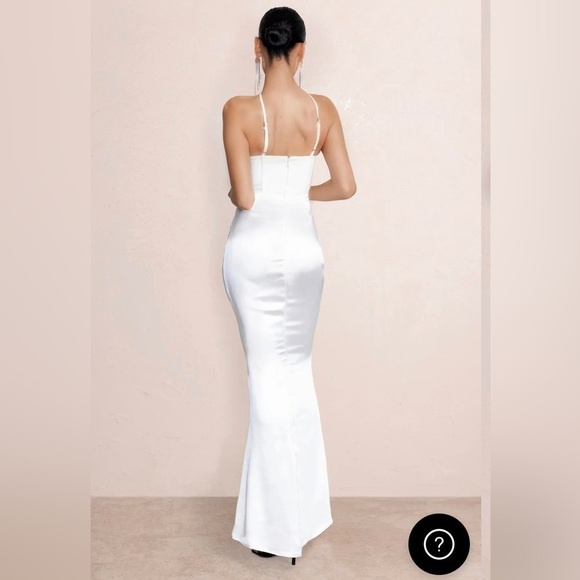 WHITE CROSS OVER NECK CORSET MAXI DRESS - Picture 3 of 3